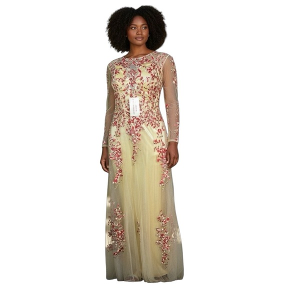 MEIER Dresses & Skirts - MEIER Women’s Illusion Long Sleeve Embroidery Prom/Formal Dress – Size 8 NWT